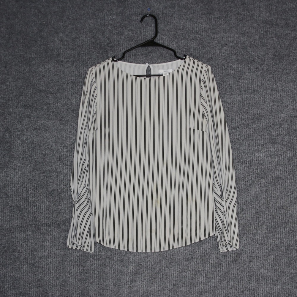 Lewit Womens Striped Long Sleeve Silk Stretch Button Back Blouse Shirt Size S